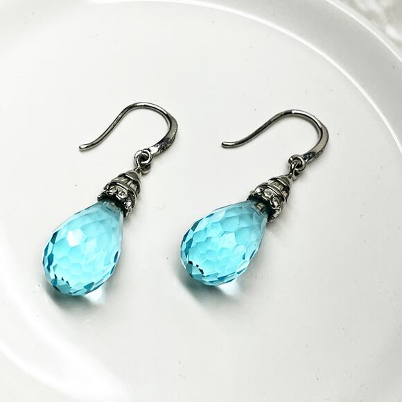 Givenchy Blue Faceted Teardrop Drop Earrings - Picture 1 of 6